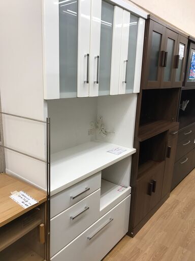 ★ジモティ割あり★  食器棚 ホワイト H180×W88×D40 クリーニング済み KJ2445