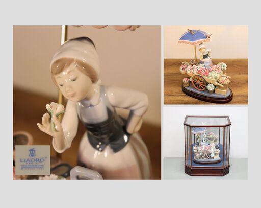 【ヤ取終了12/1】≪R154ジ≫ 美品 LLADRO/リヤドロ 【公園通りの花屋さん】 ショーケース付き フィギュリン 陶器人形 置物 西洋陶磁 オブジェ/インテリア