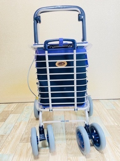 ブレーキ付き アルミワイヤーカート ショッピングカート メッシュ紺
