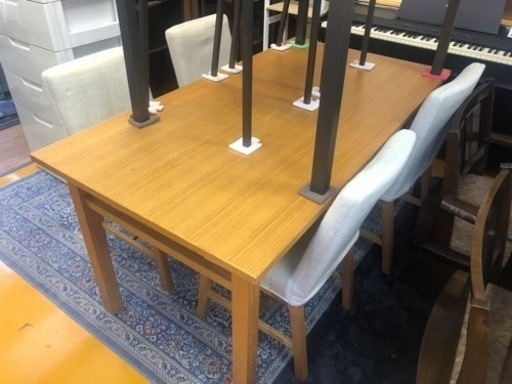 【リサイクルサービス八光】幅150cm　ベージュ　4人掛けダイニングセット