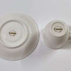 東栄美器　ニューボーンチャイナ　白磁　カップ&ソーサーセット　5脚の画像