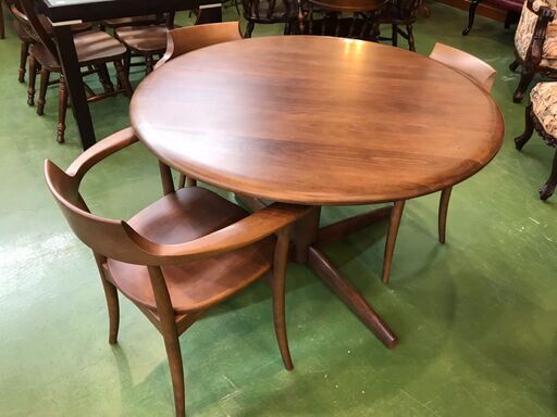 【愛品館八千代店】飛騨産業　円卓ダイニング4点セット　CRESCENT　侭