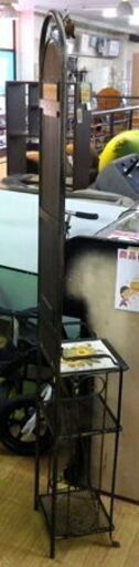 玄関収納 幅27×奥行25×高さ170㎝ アイアンフレーム スリッパラック シューズラック 鏡付き 札幌市 西岡店