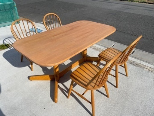 キツツキマーク 飛騨産業 ダイニングテーブルセット 4人用