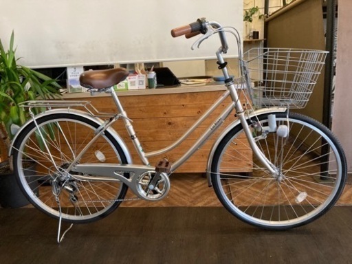 値下げ！【LEDダイナモ】6段変速　26インチ自転車　シャンパンゴールド　名古屋プレミアム商品券×金鯱マネー参加店舗