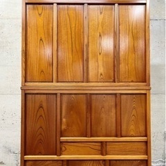 展示品 けやき 欅 総無垢 高級家具 食器棚 茶箪笥 箪笥 タンス 収納棚