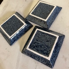 未使用　角皿　紺　3枚セット　和風　皿　キッチン用品の画像