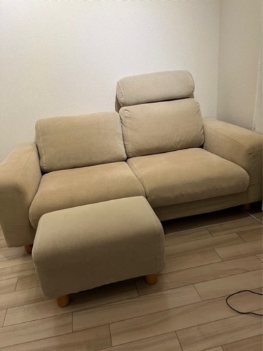 無印良品　ソファ　ワイドアーム　2シーター　羽根ポケットコイルクッション