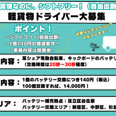 電動キックボードバッテリー交換の軽貨物ドライバーの画像