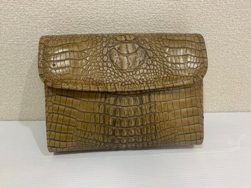国産　ワニ革セカンドバッグ　レトロ