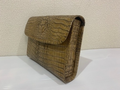 国産　ワニ革セカンドバッグ　レトロ