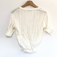 【8/10   処分します。】ZARA サマーニット クリーム ホワイト 白ニット クロシェ編み 半袖 ラブリーの画像