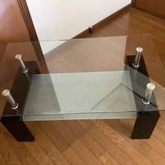ガラス　二段ローテーブルの画像