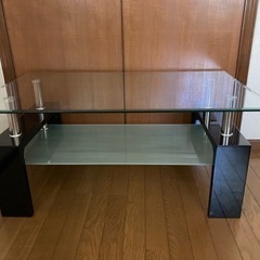 ガラス　二段ローテーブルの画像