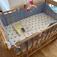 通常サイズ　ベビーベッド　マットレス　防水シーツ　ベッドガード　マットレスカバー　の画像
