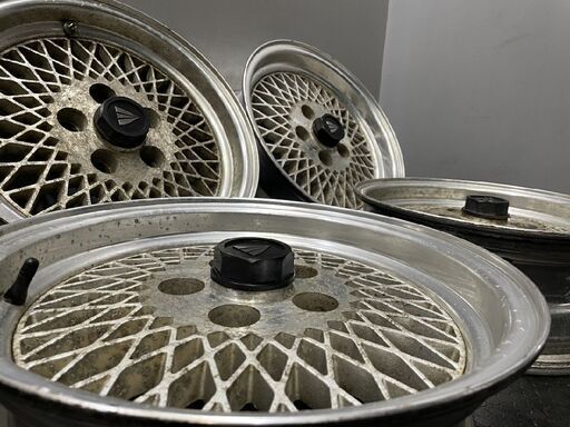 ENKEI エンケイ 旧車ホイール 15インチ 4本 6J5HPCD114.3+15 メッシュ 希少 当時物　(VHD381) クレジットカード QR決済可能