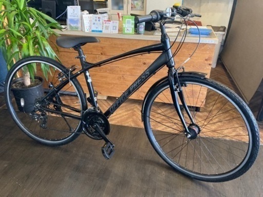 【チェーン新品！アルミフレーム】3×7速　700×35c クロスバイク　ブラック　名古屋プレミアム商品券×金鯱マネー参加店舗
