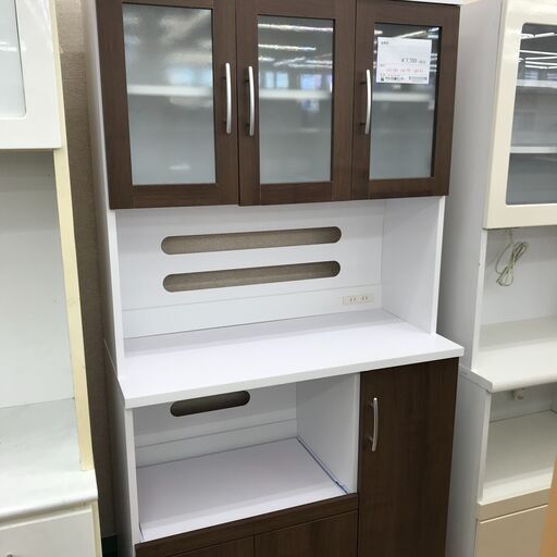★ジモティ割あり★  食器棚 ダークブラウン H180×W90×D43 クリーニング済み KJ2453
