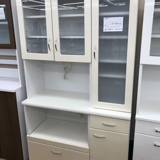 ★ジモティ割あり★  食器棚 ホワイト H181×W106×D45 クリーニング済み KJ2454