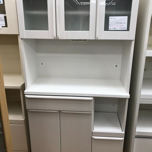 ★ジモティ割あり★  食器棚 ホワイト H181×W100×D45 クリーニング済み KJ2456