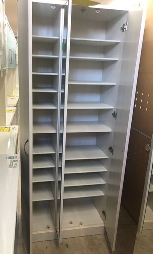 シューズボックス 下駄箱 シューズラック 靴箱 シンプル 玄関収納 幅74cm ハイタイプ 鏡付き 脚付き 収納家具 靴収納 エントラ