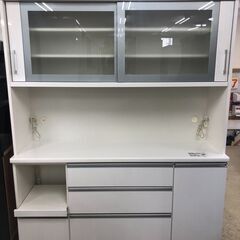 松田家具 キッチンボード ミーラ160 幅156cm 2枚扉レンジボード 食器棚 カップボード スロークローズ モイス加工(スチームオーブン対応) 家具 インテリア 家具 ホワイト 収納用品 多目的収納 食器棚 おしゃれ 高級家具 国産品 クリーニング済 堺市【ジャングルジャングル石津店