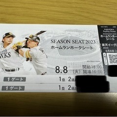 8月8日火曜日 福岡ソフトバンクホークス ペアチケット