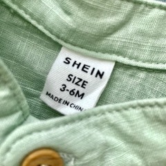SHEIN  3点セット ショートオール ロンパース 半袖シャツ スタジャン アロハシャツ ベビー服 動物柄 アニマル柄 ヤシの木の画像