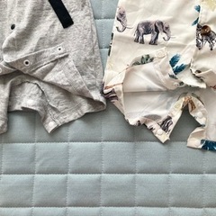 SHEIN  3点セット ショートオール ロンパース 半袖シャツ スタジャン アロハシャツ ベビー服 動物柄 アニマル柄 ヤシの木の画像