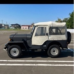 宮城県仙台市！三菱 ジープ J54 チッピング塗装 マットブラック 4WD MT車 車検付き 即戦力 88000キロ 4ナンバー 旧車 ウインチ 作業灯付きの画像