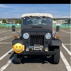 宮城県仙台市！三菱 ジープ J54 チッピング塗装 マットブラック 4WD MT車 車検付き 即戦力 88000キロ 4ナンバー 旧車 ウインチ 作業灯付きの画像
