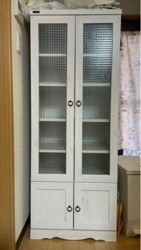 食器棚 幅58cm 奥行39.5cm 高さ150cm ホワイト 可動棚