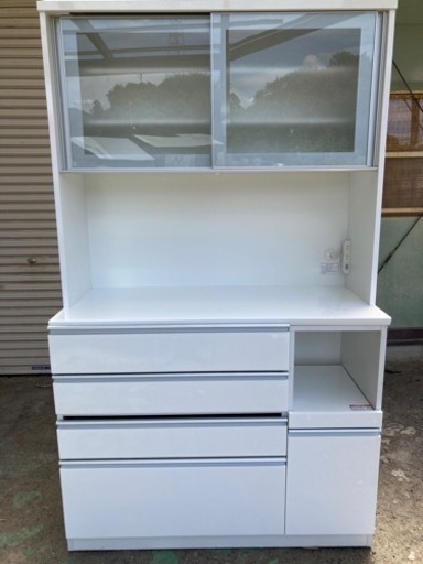 A949 美品 食器棚 ニトリキッチンボード(レジューム120-2AG-S WH)