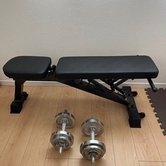 ベンチ インクラインベンチ&ダンベルセット　筋トレ