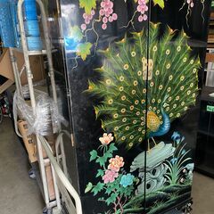 ○黒塗小箪笥　観音開き戸 収納家具 孔雀 タンス 和風 コレクシ...