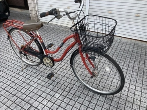 【26インチ自転車】LEDオートライト　6段変速付　前タイヤ新品❗️若林自転車　唐崎店　SALE中❗️
