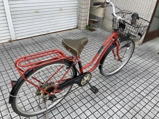 【26インチ自転車】LEDオートライト　6段変速付　前タイヤ新品❗️若林自転車　唐崎店　SALE中❗️