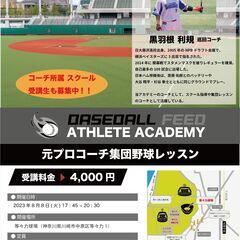 【元プロ野球選手指導！】8/8(火) 17:45〜 小・中学生向け 集団野球レッスン[川崎市・中原区・幸区・高津区等]の画像