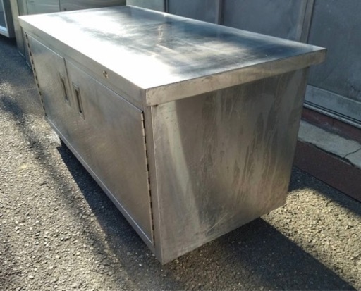 特注品 業務用 キャビネット 作業台 調理台 1300×600×650 スライド コンロ台 焼き台 キャビネット型作業台 スライド炊飯