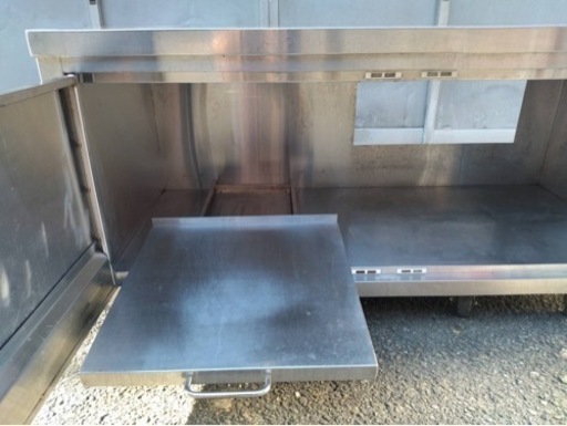 特注品 業務用 キャビネット 作業台 調理台 1300×600×650 スライド コンロ台 焼き台 キャビネット型作業台 スライド炊飯台付き 大阪