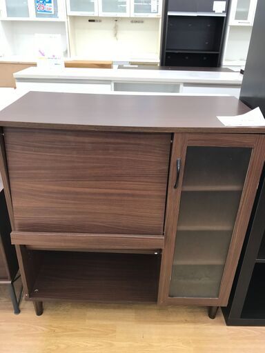 ★ジモティ割あり★  レンジ台 茶色 H96×W90×D43 クリーニング済み KJ2479