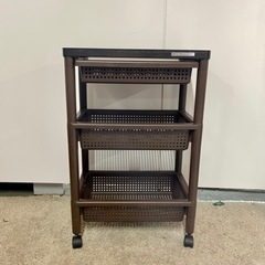 🌟激安‼️ ウッドテーブルワゴン WTW-3HS 引き出しバスケ...