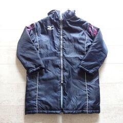 USED美品【MIZUNO】Lサイズ相当 - 中綿 ベンチ コート 紺色×ピンク ミズノ スポーツ観戦 スポ少の画像