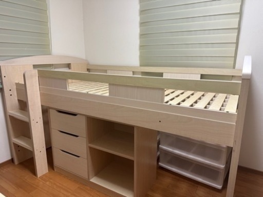 値下げしました　システムベッド デスク 収納ケース2個付き