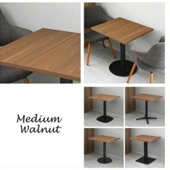 新品　カフェ　テーブル　70cm x 60cm ミディアムウォールナットカラー