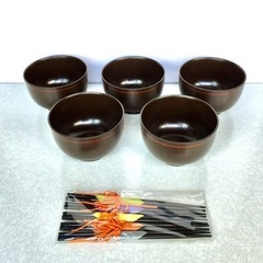お椀　お椀5個　漆塗り箸5膳　和食器 My Japan wood...