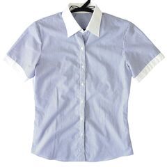 【No.62】美品 形態安定 クレリックブラウス 9号 ブルース...