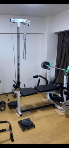 キングルのセットとバーベルラバータイプ50キロとダンベルシャフト2個セット