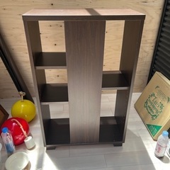 美品　木目収納棚　高さ89×幅56×奥行29㌢の画像