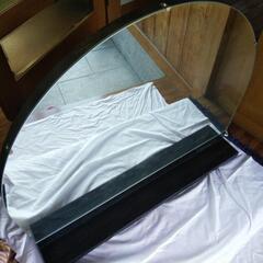 卓上用コンセント付き鏡［黒·木目調］